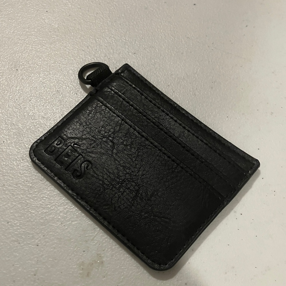 BEIS Charcoal Leather Card Holder